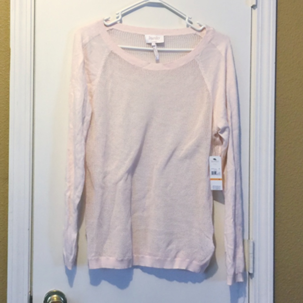 Shelli Segal women's S small nylon wool blend see through rose pink pullover top